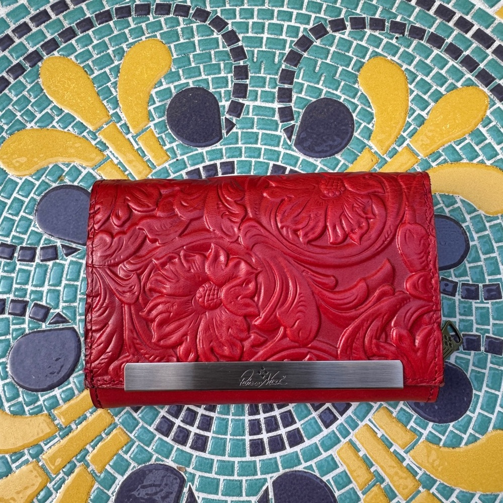 Patricia Nash Crimson Floral Embossed Wallet